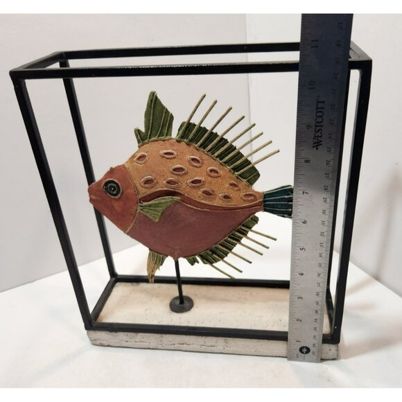 Art Studio Metal Bight Multicolor Tropical Oceanic John Fish In Display Stand - Picture 8 of 9